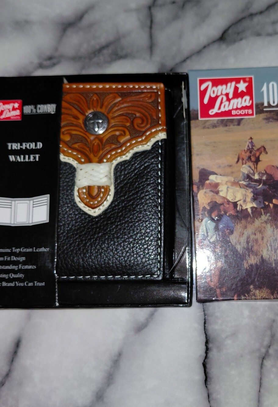 Vintage Tony Lama "100% Cowboy" Tri-Fold Wallet
